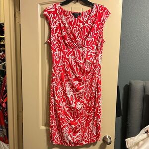 Lauren Ralph Lauren Red and White Midi Dress